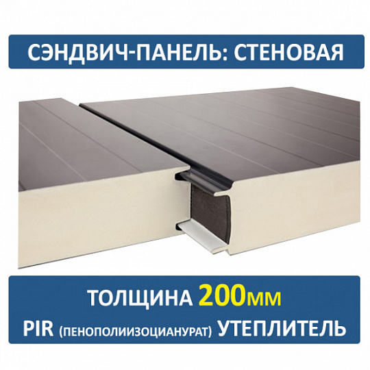 Сэндвич-панель трехслойная ПИР толщиной 200мм